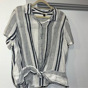 Striped Navy Short Sleeve Blouse